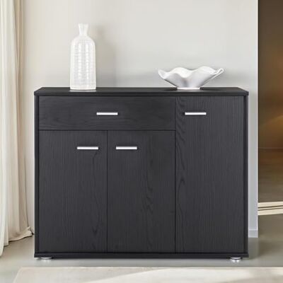 IDIMEX Buffet Salle à Manger Coraline L 88 cm en Bois Massif Coloris frêne Noir avec 1 tiroir et 3 Portes, Commode Meuble de Rangement bahut 88 x 70 x 30 cm - Publicité IDIMEX Buffet Salle à Manger Coraline L 88 cm en Bois Massif Coloris frêne Noir avec 1 tiroir et 3 Portes, Commode Meuble de Rangement bahut 88 x 70 x 30 cm - Publicité