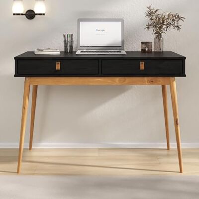 IDIMEX Bureau Wanda avec 2 tiroirs, en pin Massif, Bureau en Bois, Coloris Noir et chêne - Publicité IDIMEX Bureau Wanda avec 2 tiroirs, en pin Massif, Bureau en Bois, Coloris Noir et chêne - Publicité