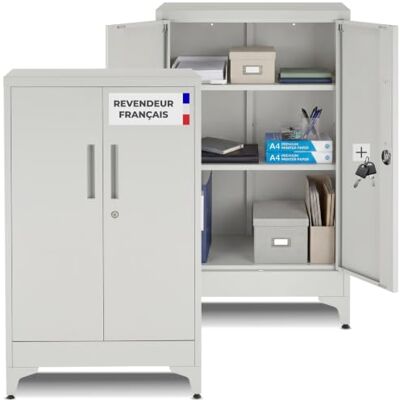 tectake ® Armoire à dossiers 60 x 40 x 100 cm, Lot de 2, Portes à Fermeture magnétique verrouillables, 2 étagères réglables, Armoire de Bureau en Acier, Meuble de Rangement Dossiers, Classeurs Gris - Publicité tectake ® Armoire à dossiers 60 x 40 x 100 cm, Lot de 2, Portes à Fermeture magnétique verrouillables, 2 étagères réglables, Armoire de Bureau en Acier, Meuble de Rangement Dossiers, Classeurs Gris - Publicité