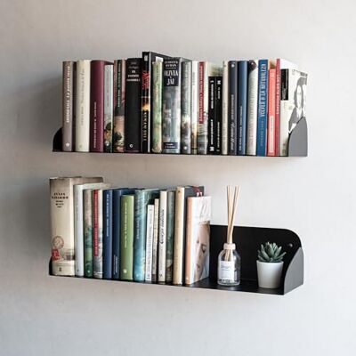 MILUKA Lot de 2 Étagères Murales 60 cm – Métal Noir – Fixation Invisible – Idéal pour Livres, Bureau, Cuisine ou Salon - Publicité MILUKA Lot de 2 Étagères Murales 60 cm – Métal Noir – Fixation Invisible – Idéal pour Livres, Bureau, Cuisine ou Salon - Publicité