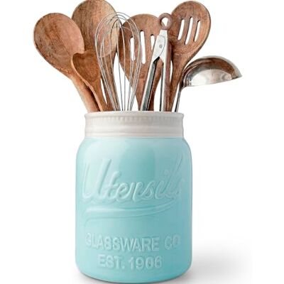 Comfify Pot Mason Grande Ouverture Support à Ustensile Cruche Organisatrice Décorative d’Équipement de Cuisine, Adapté Lave-Vaisselle – Bleu Turquoise, Grande Taille Haut de 7 - Publicité Comfify Pot Mason Grande Ouverture Support à Ustensile Cruche Organisatrice Décorative d’Équipement de Cuisine, Adapté Lave-Vaisselle – Bleu Turquoise, Grande Taille Haut de 7 - Publicité
