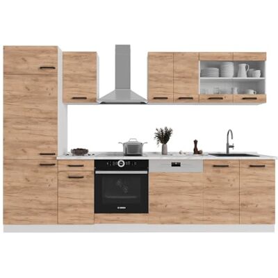 Vicco Cuisine R-Line, Chêne doré/Blanc, 300cm PT Marbre, adapté à la Disposition individuelle et à l’Extension des modules - Publicité Vicco Cuisine R-Line, Chêne doré/Blanc, 300cm PT Marbre, adapté à la Disposition individuelle et à l’Extension des modules - Publicité