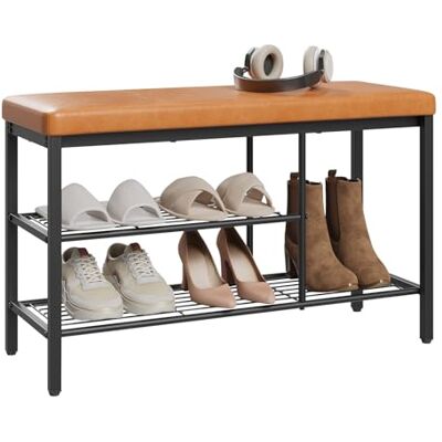 WOLTU Banc Chaussures Entrée, Banc de Rangement, Siège Rembourré, à 3 Étagères, pour Bottes et Chaussures, en Similicuir et Métal, Entrée, Couloir, Salon, 80x30x50 cm, Marron - Publicité WOLTU Banc Chaussures Entrée, Banc de Rangement, Siège Rembourré, à 3 Étagères, pour Bottes et Chaussures, en Similicuir et Métal, Entrée, Couloir, Salon, 80x30x50 cm, Marron - Publicité