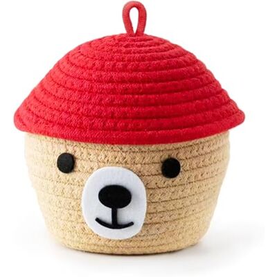 MK measuring Panier ours en corde de coton tissé à la main – rangement pour la maison, décoratif pour chambre enfant et salon, dédié pour jouets, clés et accessoires, couvercle rouge, 17x15x17 cm (Rouge) - Publicité MK measuring Panier ours en corde de coton tissé à la main – rangement pour la maison, décoratif pour chambre enfant et salon, dédié pour jouets, clés et accessoires, couvercle rouge, 17x15x17 cm (Rouge) - Publicité