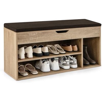COSTWAY Banc à Chaussures Rembourré, 3 Compartiments & Rangement Caché, Étagère à Chaussure en Bois, Meuble de Rangement pour Salon, Entrée, Chambre, Charge 150 kg, 30 x 104 x 48 cm (Naturel) - Publicité COSTWAY Banc à Chaussures Rembourré, 3 Compartiments & Rangement Caché, Étagère à Chaussure en Bois, Meuble de Rangement pour Salon, Entrée, Chambre, Charge 150 kg, 30 x 104 x 48 cm (Naturel) - Publicité