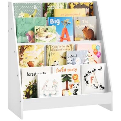 WOLTU Étagère à Livres pour Enfants, Bibliothèque Montessori à 4 Niveaux avec des Compartiments Ouverts, en MDF P2, pour Chambre d'enfant, Crèche, 61x30x70 cm, Blanc - Publicité WOLTU Étagère à Livres pour Enfants, Bibliothèque Montessori à 4 Niveaux avec des Compartiments Ouverts, en MDF P2, pour Chambre d'enfant, Crèche, 61x30x70 cm, Blanc - Publicité