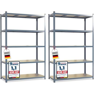 KARAT – Lot de 2 étagères Robustes Lakota pour Charges Lourdes – Étagères enfichables avec 5 tablettes réglables – Rayonnages en métal Idéal pour Cave Garage Entrepôt – Gris, 200 x 100 x 50 cm - Publicité KARAT – Lot de 2 étagères Robustes Lakota pour Charges Lourdes – Étagères enfichables avec 5 tablettes réglables – Rayonnages en métal Idéal pour Cave Garage Entrepôt – Gris, 200 x 100 x 50 cm - Publicité
