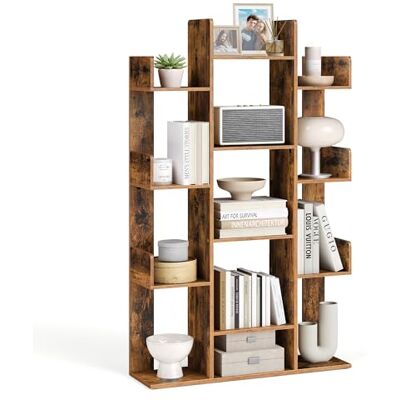 VASAGLE Bibliothèque Arbre, Étagère à 13 Compartiments, Meuble de Rangement, 86 x 25 x 140 cm, avec Coins arrondis et rebords, Marron Rustique LBC67BXV1 - Publicité VASAGLE Bibliothèque Arbre, Étagère à 13 Compartiments, Meuble de Rangement, 86 x 25 x 140 cm, avec Coins arrondis et rebords, Marron Rustique LBC67BXV1 - Publicité
