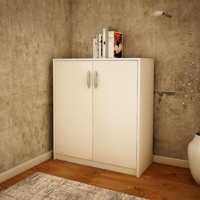 Home Collective Commode de 74 cm de large en finition mate, commode avec 2 portes et 1 étagère, armoire avec poignées en polymère de haute qualité Idéale pour chambre, salon, couloir En bois lamellé blanc - Publicité Home Collective Commode de 74 cm de large en finition mate, commode avec 2 portes et 1 étagère, armoire avec poignées en polymère de haute qualité Idéale pour chambre, salon, couloir En bois lamellé blanc - Publicité