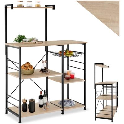 tectake ® Étagère de Cuisine 90 x 40 x 131,5 cm, 6 Étagères et Panier grillagé Coulissant, Meuble Cuisine Style Industriel Minimaliste, Etagere Bois et Acier, Meuble de Rangement sur Pieds, Bois Clair - Publicité tectake ® Étagère de Cuisine 90 x 40 x 131,5 cm, 6 Étagères et Panier grillagé Coulissant, Meuble Cuisine Style Industriel Minimaliste, Etagere Bois et Acier, Meuble de Rangement sur Pieds, Bois Clair - Publicité