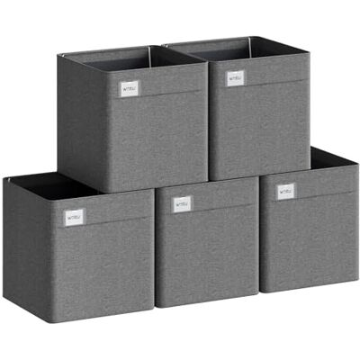 WOLTU Lot de 5 Boîtes de Rangement Pliables, Paniers Cubiques en Tissu avec Étiquette, pour Vêtements et Jouets, Gris foncé, 29,5x29,5x29cm - Publicité WOLTU Lot de 5 Boîtes de Rangement Pliables, Paniers Cubiques en Tissu avec Étiquette, pour Vêtements et Jouets, Gris foncé, 29,5x29,5x29cm - Publicité