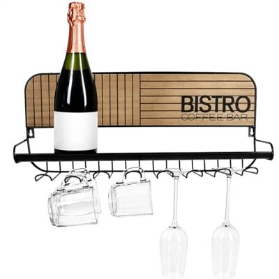 com-four ® étagère murale cuisine avec crochets – porte tasses pour cuisine ou bar – étagère bois métal avec 8 crochets pour mugs et verres – support café (noir/marron porte-gobelet) - Publicité com-four ® étagère murale cuisine avec crochets – porte tasses pour cuisine ou bar – étagère bois métal avec 8 crochets pour mugs et verres – support café (noir/marron porte-gobelet) - Publicité