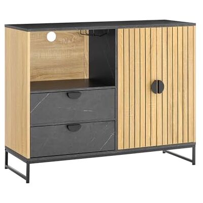 SoBuy Meuble d'Entrée avec Étagère à Micro-Ondes Ø6 cm et Porte-Vins, Étagère Ajustable, Pieds en Métal surélevés, Meuble de Rangement pour Hall, Cuisine et Salon, Chêne Noir, 107×40×85 cm FSB103-N - Publicité SoBuy Meuble d'Entrée avec Étagère à Micro-Ondes Ø6 cm et Porte-Vins, Étagère Ajustable, Pieds en Métal surélevés, Meuble de Rangement pour Hall, Cuisine et Salon, Chêne Noir, 107×40×85 cm FSB103-N - Publicité