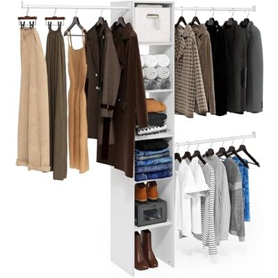 Furinno FANO Organisateur de Placard 3 Barres de Suspension, étagères Verticales pour Dressing, Chambre, Salon, Blanc - Publicité Furinno FANO Organisateur de Placard 3 Barres de Suspension, étagères Verticales pour Dressing, Chambre, Salon, Blanc - Publicité