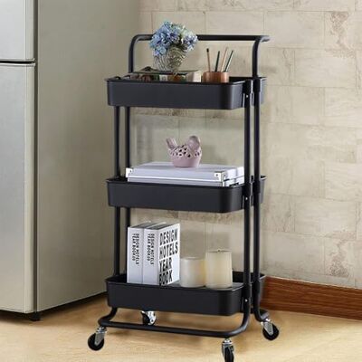 LANTUS Chariot Roulant Chariot de Service Desserte Multifonctionnel Étagère sur roulettes, pour Cuisine Salle de Bain Buanderie Bureau Etagere Rangement Cuisine,3 Niveaux - Publicité LANTUS Chariot Roulant Chariot de Service Desserte Multifonctionnel Étagère sur roulettes, pour Cuisine Salle de Bain Buanderie Bureau Etagere Rangement Cuisine,3 Niveaux - Publicité