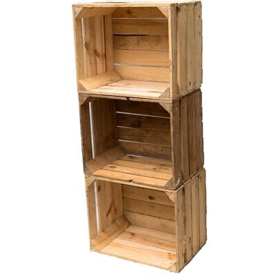teramico Caisses en bois en lot : caisses à fruits vintage originales pour la construction de meubles ou comme décoration, caisses à pommes très stables, testées et nettoyées 50 x 40 x 30 cm (lot de 3) - Publicité teramico Caisses en bois en lot : caisses à fruits vintage originales pour la construction de meubles ou comme décoration, caisses à pommes très stables, testées et nettoyées 50 x 40 x 30 cm (lot de 3) - Publicité