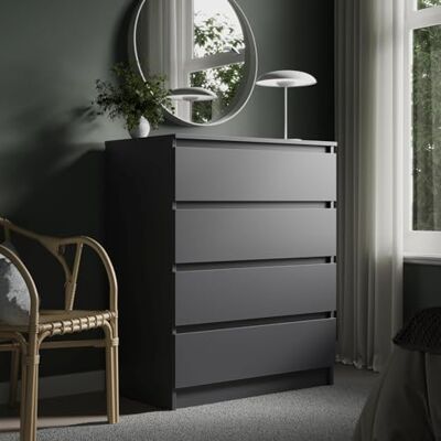 Home Collective Commode à 4 tiroirs 80 x 100 cm en Bois Anthracite avec tiroirs Buffet Haut pour Chambre à Coucher, Salon, Couloir, Bureau Largeur : 80 cm - Publicité Home Collective Commode à 4 tiroirs 80 x 100 cm en Bois Anthracite avec tiroirs Buffet Haut pour Chambre à Coucher, Salon, Couloir, Bureau Largeur : 80 cm - Publicité