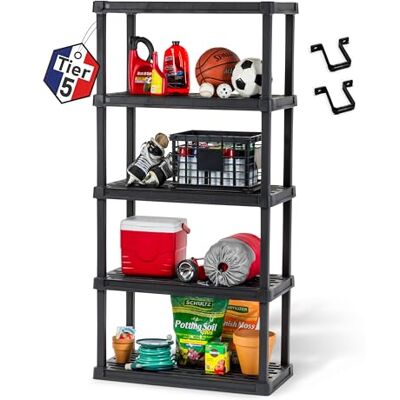 Iris Ohyama , Etagere de Rangement Plastique Résistante, Capacité de 150 kg, Facile à Assembler, 5 étages, sans BPA, Etagere Garage, Cuisine, Rangement pour Espace de Travail, Résine PRS-L5, Noir - Publicité Iris Ohyama , Etagere de Rangement Plastique Résistante, Capacité de 150 kg, Facile à Assembler, 5 étages, sans BPA, Etagere Garage, Cuisine, Rangement pour Espace de Travail, Résine PRS-L5, Noir - Publicité