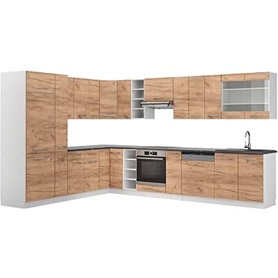 Vicco Cuisine en Angle Fame-Line, Chêne doré/Blanc, 347x60cm, PT Anthracite, adapté à Une Planification de Cuisine Flexible et à Une Extension modulaire - Publicité Vicco Cuisine en Angle Fame-Line, Chêne doré/Blanc, 347x60cm, PT Anthracite, adapté à Une Planification de Cuisine Flexible et à Une Extension modulaire - Publicité