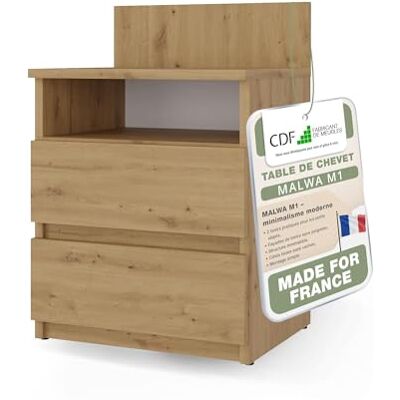 CDF Table de Nuit M1 Malwa, Table de Nuit Couleur : Chêne Artisan Idéal pour Chambre à Coucher, Chambre d'enfant, Adolescent Deux tiroirs spacieux Tiroirs sans poignée - Publicité CDF Table de Nuit M1 Malwa, Table de Nuit Couleur : Chêne Artisan Idéal pour Chambre à Coucher, Chambre d'enfant, Adolescent Deux tiroirs spacieux Tiroirs sans poignée - Publicité
