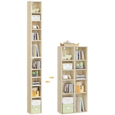 WOLTU Étagères Cubiques, Bibliothèque Haute et Étroite à 10 Compartiments, Bibliothèque Colonne, Capacité 160kg, Porte CD, Support DVD, Étagère Verticale, Chêne Clair, SK063hei - Publicité WOLTU Étagères Cubiques, Bibliothèque Haute et Étroite à 10 Compartiments, Bibliothèque Colonne, Capacité 160kg, Porte CD, Support DVD, Étagère Verticale, Chêne Clair, SK063hei - Publicité