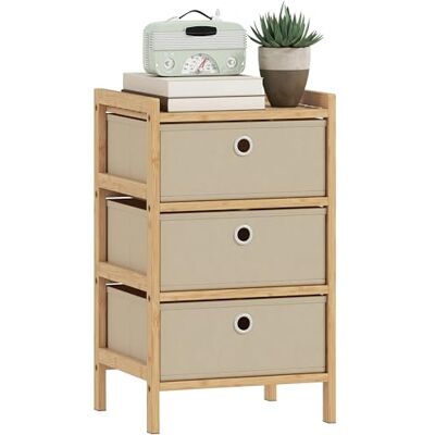 HOMCOM Commode à 3 tiroirs en Tissu, Commode pour Chambre à Coucher en Bambou, Commode pour Petits espaces, Salon, Bureau, Dressing, crème et Naturel - Publicité HOMCOM Commode à 3 tiroirs en Tissu, Commode pour Chambre à Coucher en Bambou, Commode pour Petits espaces, Salon, Bureau, Dressing, crème et Naturel - Publicité