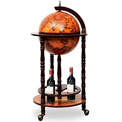 DREAMADE Bar Globe Terrestre Mappemonde,Casier/Support à Vin/Bouteilles en Bois avec 3 roulettes,Design Vintage pour Salon,Chambre,Cuisine,Restaurent,Bar (Marron, 44X44X88CM) - Publicité DREAMADE Bar Globe Terrestre Mappemonde,Casier/Support à Vin/Bouteilles en Bois avec 3 roulettes,Design Vintage pour Salon,Chambre,Cuisine,Restaurent,Bar (Marron, 44X44X88CM) - Publicité