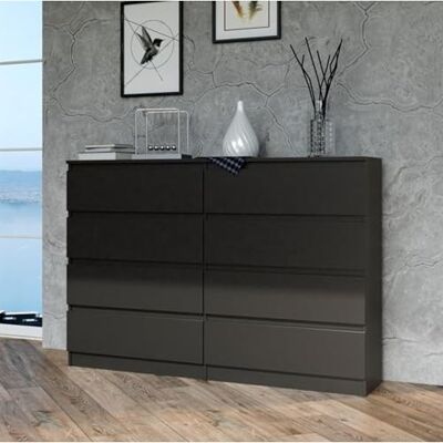Home Collective Commode, entrée de Chambre, Armoire, Sideboard, highboard avec 8 tiroirs, Largeur 140 cm Hauteur 97 Noir - Publicité Home Collective Commode, entrée de Chambre, Armoire, Sideboard, highboard avec 8 tiroirs, Largeur 140 cm Hauteur 97 Noir - Publicité