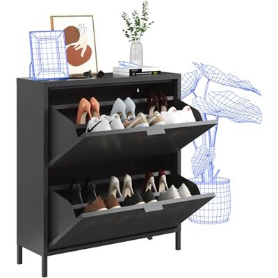 FLEXISPOT Armoire à Chaussures en Métal à 2 Abattants – Design Perforé Ventilé & Portes Basculantes Gain de Place – Structure Robuste en Acier, Compatible avec Accessoires Magnétiques DIY (Noir) - Publicité FLEXISPOT Armoire à Chaussures en Métal à 2 Abattants – Design Perforé Ventilé & Portes Basculantes Gain de Place – Structure Robuste en Acier, Compatible avec Accessoires Magnétiques DIY (Noir) - Publicité