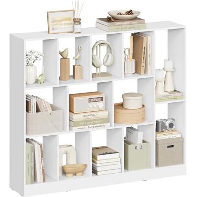 WOLTU Bibliothèque à 13 Cubes, Étagère de Rangement pour Livres, Objets de Décoration, Plantes, à Poser Horizontalement ou Verticalement, en Bois, pour Salon, Chambre, Bureau, 109x24x101 cm, Blanc - Publicité WOLTU Bibliothèque à 13 Cubes, Étagère de Rangement pour Livres, Objets de Décoration, Plantes, à Poser Horizontalement ou Verticalement, en Bois, pour Salon, Chambre, Bureau, 109x24x101 cm, Blanc - Publicité