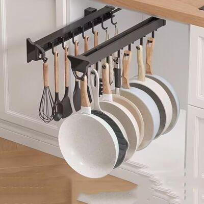YUZDNM 26-56CM Support De Balai Et De Serpillère Extractible, Organisateur De Casseroles Et Poêles Extractibles, Support De Placard En Alliage D'aluminium Avec Crochets Réglables, Pour Armoire(16.17in-14 hoo - Publicité YUZDNM 26-56CM Support De Balai Et De Serpillère Extractible, Organisateur De Casseroles Et Poêles Extractibles, Support De Placard En Alliage D'aluminium Avec Crochets Réglables, Pour Armoire(16.17in-14 hoo - Publicité