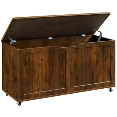 WOLTU Banc de Rangement à roulettes, 100 x 50,5 x 40 cm, Coffre de Rangement avec Couvercle Rabattable à Charnières, pour Chambre, Entrée, Salon, Brun Rustique - Publicité WOLTU Banc de Rangement à roulettes, 100 x 50,5 x 40 cm, Coffre de Rangement avec Couvercle Rabattable à Charnières, pour Chambre, Entrée, Salon, Brun Rustique - Publicité