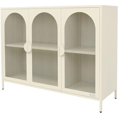 ML DESIGN modern living ML-Design Meuble de Rangement Métallique Crème 120x93x40 cm, Buffet Moderne avec Compartiments et 3 Portes, sur Pieds Réglables en Hauteur, Armoire Vitrine Commode Minimaliste Mobilier de Séjour Salon - Publicité ML DESIGN modern living ML-Design Meuble de Rangement Métallique Crème 120x93x40 cm, Buffet Moderne avec Compartiments et 3 Portes, sur Pieds Réglables en Hauteur, Armoire Vitrine Commode Minimaliste Mobilier de Séjour Salon - Publicité