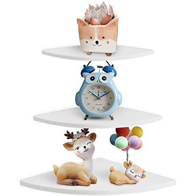 SOULONG Étagère d'angle Flottante, 3 Étagères de Rangement Mural, pour la Maison et Le Bureau - Publicité SOULONG Étagère d'angle Flottante, 3 Étagères de Rangement Mural, pour la Maison et Le Bureau - Publicité