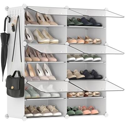 SONGMICS Étagère à Chaussures 6 Compartiments, Étagère de Rangement Modulable, Compartiment de 30 x 40 x 30 cm, Porte, Cadre en Acier, Plastique, pour Couloir, Chambre, Entrée, Blanc LPC033W01 - Publicité SONGMICS Étagère à Chaussures 6 Compartiments, Étagère de Rangement Modulable, Compartiment de 30 x 40 x 30 cm, Porte, Cadre en Acier, Plastique, pour Couloir, Chambre, Entrée, Blanc LPC033W01 - Publicité