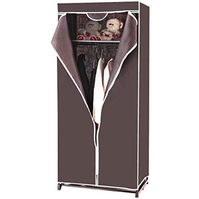COSTWAY Penderie Tissu Garde Robe Zippée avec Étagères 74x50x172cm,Penderie Fermée Armoire de Rangement avec Cadre en Métal(Café) - Publicité COSTWAY Penderie Tissu Garde Robe Zippée avec Étagères 74x50x172cm,Penderie Fermée Armoire de Rangement avec Cadre en Métal(Café) - Publicité