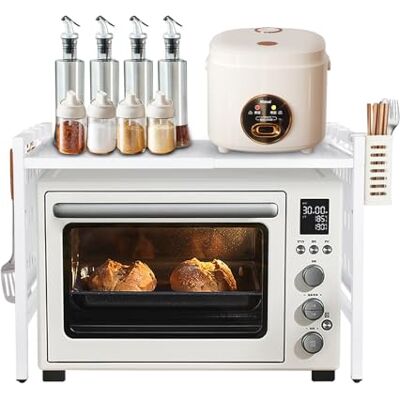 LANTUS Étagère de Cuisine Étagère Extensible pour Micro-Ondes Organiseur pour cuisi pour Micro-Ondes Plan de Travail à 2 Niveaux avec Crochets -42-68 * 36 * 46cm + Blanc - Publicité LANTUS Étagère de Cuisine Étagère Extensible pour Micro-Ondes Organiseur pour cuisi pour Micro-Ondes Plan de Travail à 2 Niveaux avec Crochets -42-68 * 36 * 46cm + Blanc - Publicité