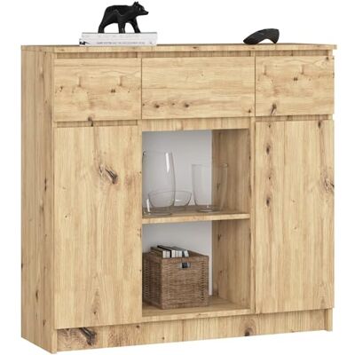 AKORD Kommode K-100 avec 2 Portes et 3 Tiroirs 1 étagère pour Le Salon Chambre à Coucher Moderne Plateau Laminé 16mm 35 x 98 x 101 cm Chêne Artisanal & Chêne Artisanal - Publicité AKORD Kommode K-100 avec 2 Portes et 3 Tiroirs 1 étagère pour Le Salon Chambre à Coucher Moderne Plateau Laminé 16mm 35 x 98 x 101 cm Chêne Artisanal & Chêne Artisanal - Publicité