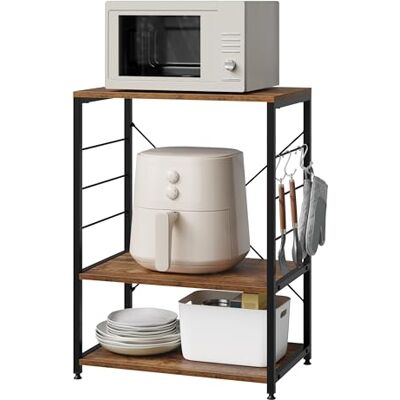 WOLTU Étagère de Cuisine Étagère de Micro-Ondes en métal et Bois,Environ 60 x 40 x 82 cm, Nior + Marron Rustique - Publicité WOLTU Étagère de Cuisine Étagère de Micro-Ondes en métal et Bois,Environ 60 x 40 x 82 cm, Nior + Marron Rustique - Publicité