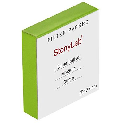 stonylab Cercles de Papier Filtre Quantitatif, Papier Filtre en Cellulose de 125mm de Diamètre avec une Vitesse de Filtration du Milieu de Rétention des Particules de 20 Microns, Paquet de 100 - Publicité stonylab Cercles de Papier Filtre Quantitatif, Papier Filtre en Cellulose de 125mm de Diamètre avec une Vitesse de Filtration du Milieu de Rétention des Particules de 20 Microns, Paquet de 100 - Publicité