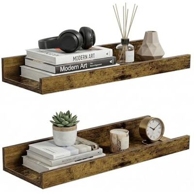PURELLEL Étagère Murale 2 Pièces Vintage Marron 40 cm – Lot de 2 Tablettes Flottantes Aspect Bois pour Déco & Cadres – Parfait pour Salon, Entrée - Publicité PURELLEL Étagère Murale 2 Pièces Vintage Marron 40 cm – Lot de 2 Tablettes Flottantes Aspect Bois pour Déco & Cadres – Parfait pour Salon, Entrée - Publicité