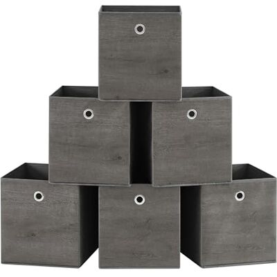 SONGMICS Boîte de Rangement, Lot de 6, Bac avec Poignée, Cube Tissu Non-tissé et Oxford, Panier, 26 x 26 x 28 cm, Adaptés aux Meubles Cubiques, Pliables, Vêtements, Gris Brumeux RFB126G01 - Publicité SONGMICS Boîte de Rangement, Lot de 6, Bac avec Poignée, Cube Tissu Non-tissé et Oxford, Panier, 26 x 26 x 28 cm, Adaptés aux Meubles Cubiques, Pliables, Vêtements, Gris Brumeux RFB126G01 - Publicité