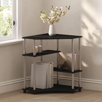 Furinno Turn-N-Tube Étagère d'angle Multifonction, Présentoir, Bibliothèque, Americano, Tubes en Acier Inoxydable - Publicité Furinno Turn-N-Tube Étagère d'angle Multifonction, Présentoir, Bibliothèque, Americano, Tubes en Acier Inoxydable - Publicité