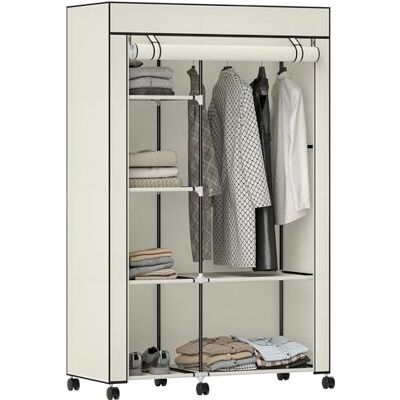 HOMCOM Armoire penderie en Tissu Meuble de Rangement Mobile 6 roulettes avec Tringle à vêtements et étagères Ouvertes penderie vêtement Dressing Roulant pour Chambre à Coucher 103x43x162,5cm crème - Publicité HOMCOM Armoire penderie en Tissu Meuble de Rangement Mobile 6 roulettes avec Tringle à vêtements et étagères Ouvertes penderie vêtement Dressing Roulant pour Chambre à Coucher 103x43x162,5cm crème - Publicité