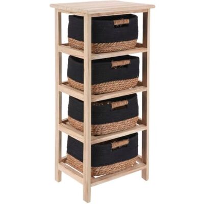 TENDANCE Meuble en Paulownia 4 Paniers en Matière Végétale et Coton Naturel/Noir Salle de Bain Meubles Bois Montés - Publicité TENDANCE Meuble en Paulownia 4 Paniers en Matière Végétale et Coton Naturel/Noir Salle de Bain Meubles Bois Montés - Publicité