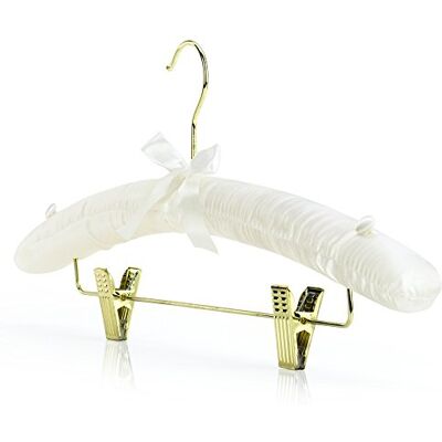 Hangerworld 5 Cintres 43cm Élégants Rembourrés en Satin Ivoire et Pinces Doré pour Vêtements Adultes - Publicité Hangerworld 5 Cintres 43cm Élégants Rembourrés en Satin Ivoire et Pinces Doré pour Vêtements Adultes - Publicité