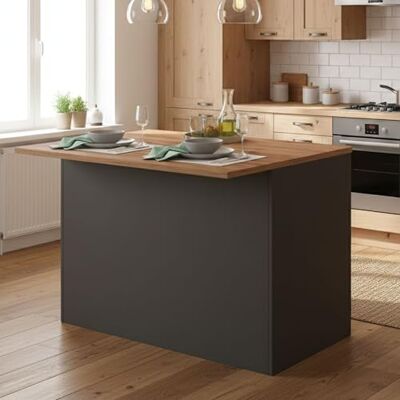 DMORA - Isla Emmanuel - Anthracite et chêne - Kitchen Island - Publicité DMORA - Isla Emmanuel - Anthracite et chêne - Kitchen Island - Publicité
