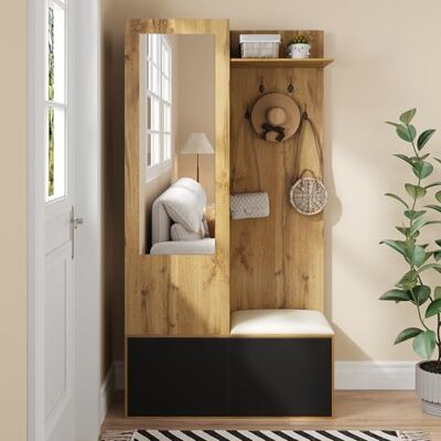 Merax Garde-Robe Moderne de Couloir avec Miroir et Armoire à Chaussures Ensemble de Garde-Robe 191 x 100 x 38 cm Porte-Manteau Mural avec 5 Crochets, Banc, étagère supérieure, Espace de Rangement - Publicité Merax Garde-Robe Moderne de Couloir avec Miroir et Armoire à Chaussures Ensemble de Garde-Robe 191 x 100 x 38 cm Porte-Manteau Mural avec 5 Crochets, Banc, étagère supérieure, Espace de Rangement - Publicité
