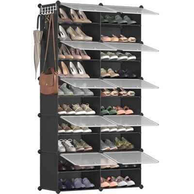 SONGMICS Étagère à Chaussures 10 Compartiments, Étagère de Rangement Modulable, Compartiment de 30 x 40 x 30 cm, Porte, Cadre en Acier, Plastique, pour Couloir, Chambre, Entrée, Noir LPC035B01 - Publicité SONGMICS Étagère à Chaussures 10 Compartiments, Étagère de Rangement Modulable, Compartiment de 30 x 40 x 30 cm, Porte, Cadre en Acier, Plastique, pour Couloir, Chambre, Entrée, Noir LPC035B01 - Publicité
