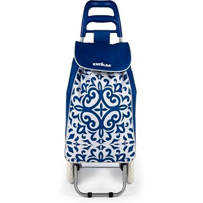 Excelsa Boheme Blue Chariot Porte-Charges, capacité 38 L, Sac Amovible, Hydrofuge - Publicité Excelsa Boheme Blue Chariot Porte-Charges, capacité 38 L, Sac Amovible, Hydrofuge - Publicité